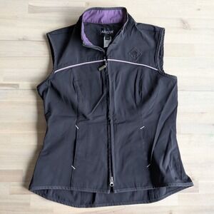 Arista Women's Black Riding Vest Equestrian Horse Logo Size Medium Vintage